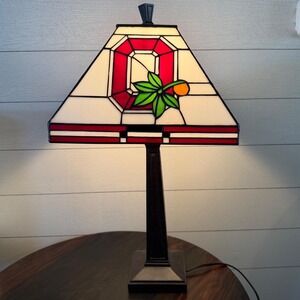 Ohio State Buckeyes OSU Stained Glass Table Lamp NCAA Tiffany Mission Style 22"